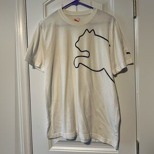 Puma White T-Shirt with Black Cat Outline